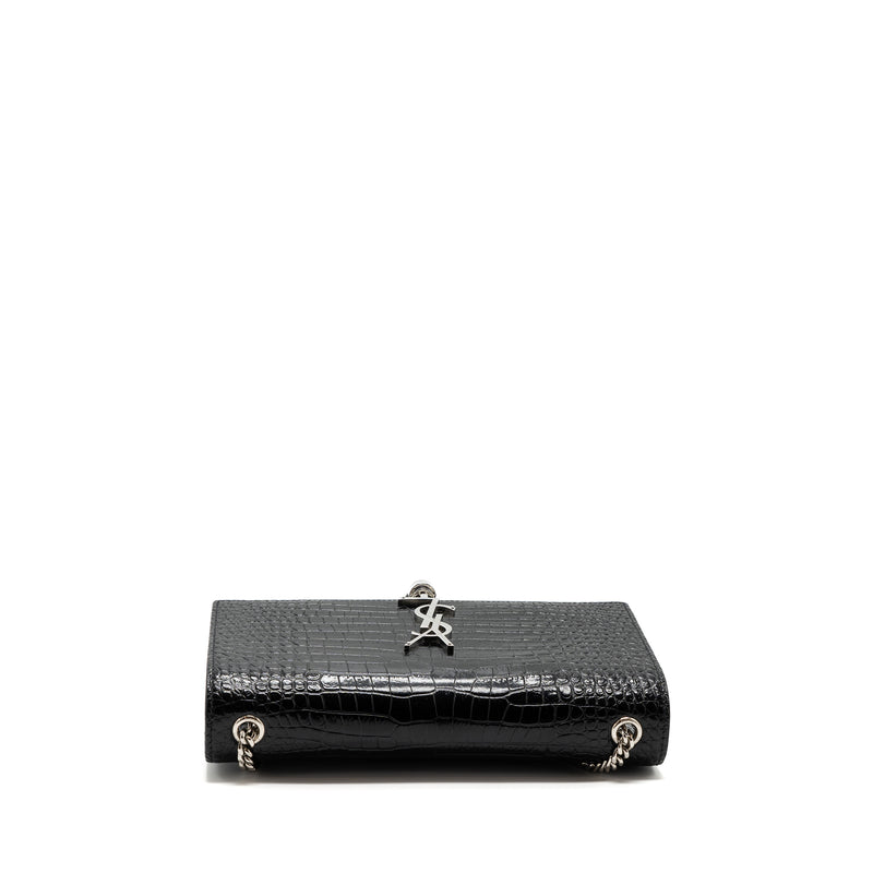 Saint Laurent/YSL Kate Tassel Croc-embossed calfskin Black SH