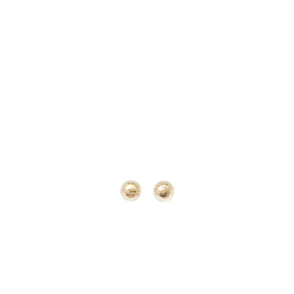 Chanel mini round with CC logo rainbow earrings light gold tone