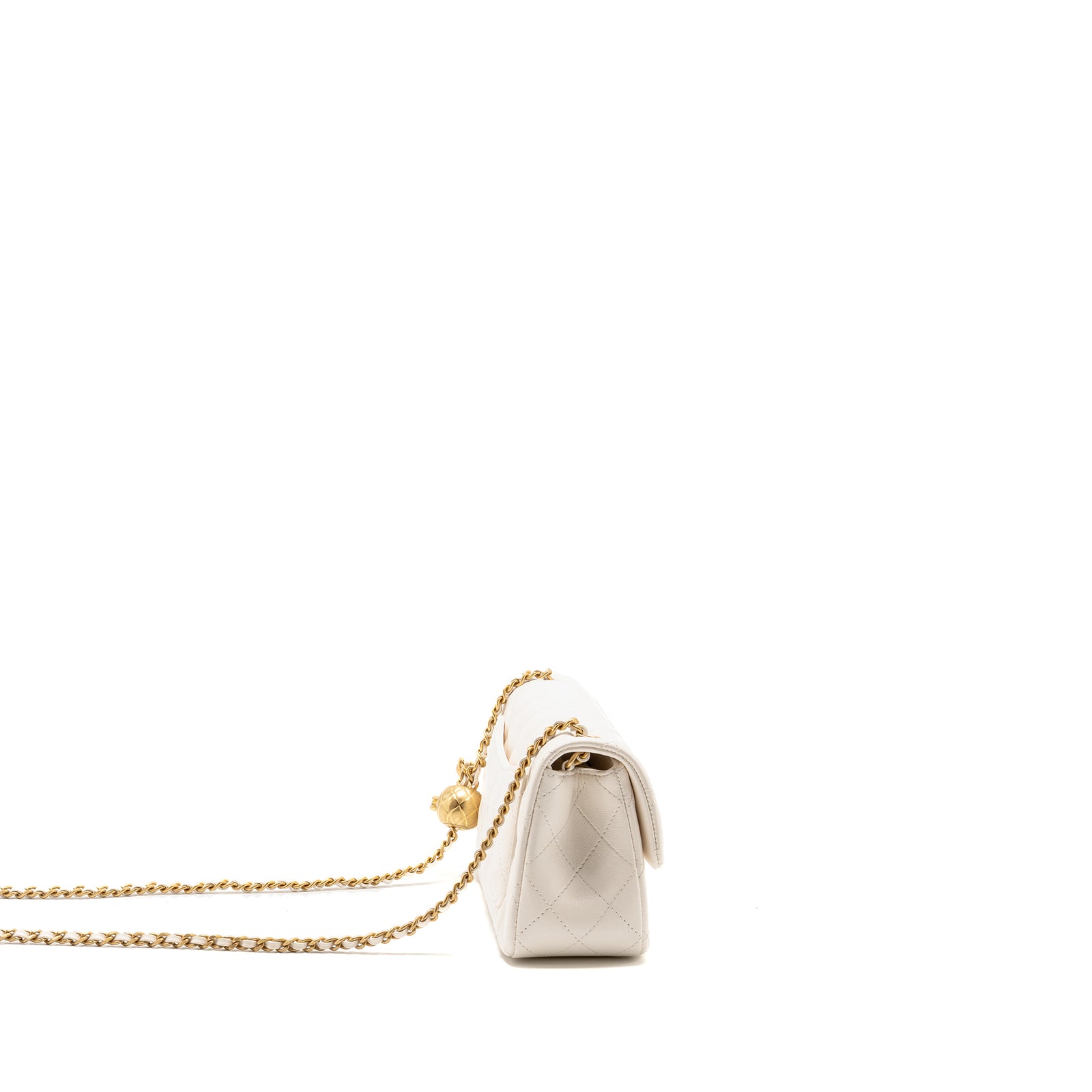 Chanel 26c Pearl Crush mini rectangular flap bag lambskin white GHW (m