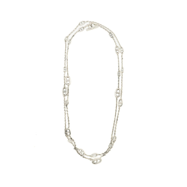 Hermes 160cm Farandole Long Necklace Silver Tone