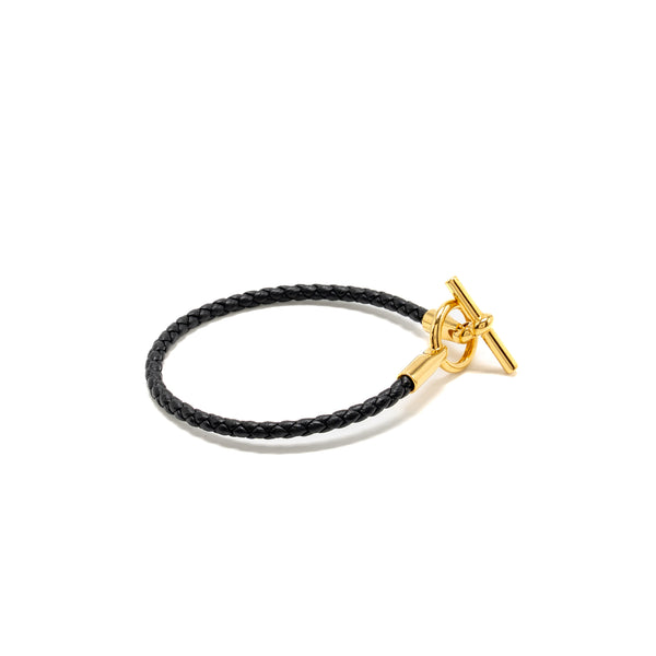 Hermes size T5 Glenan H bracelet black GHW
