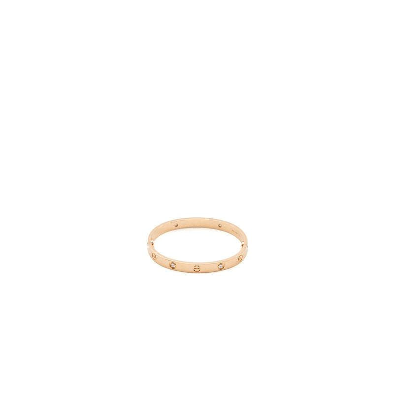Cartier Size 16 Love Bracelet Rose Gold 4 Diamonds