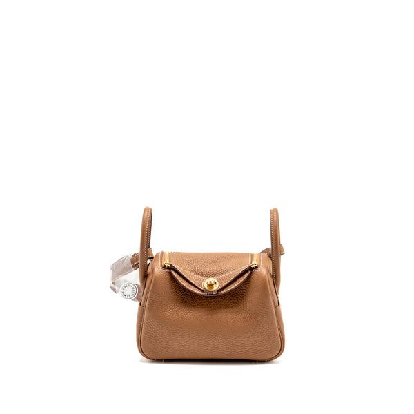 Hermes Mini Lindy II Clemence Gold GHW Stamp K