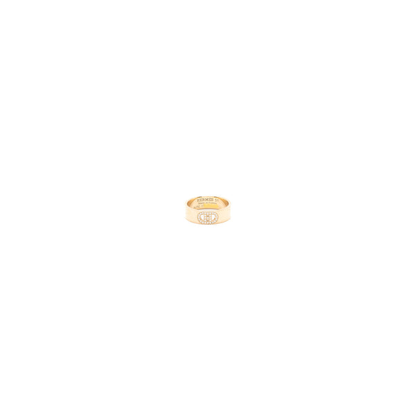 Hermes Size 51 H D’ancre Ring Small Model Rose Gold With Diamonds