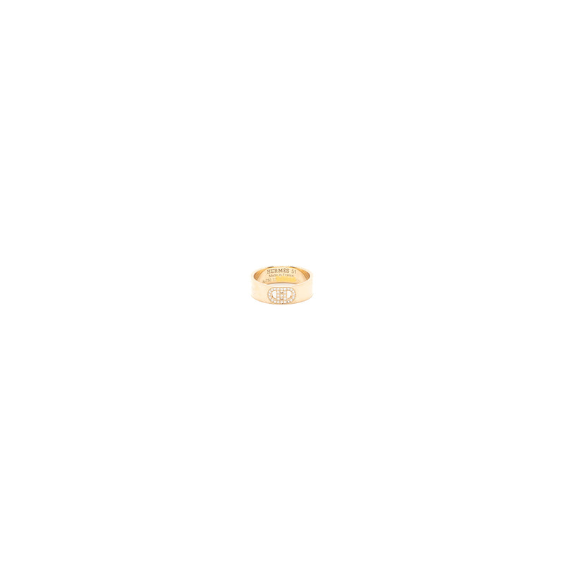 Hermes Size 51 H D’ancre Ring Small Model Rose Gold With Diamonds