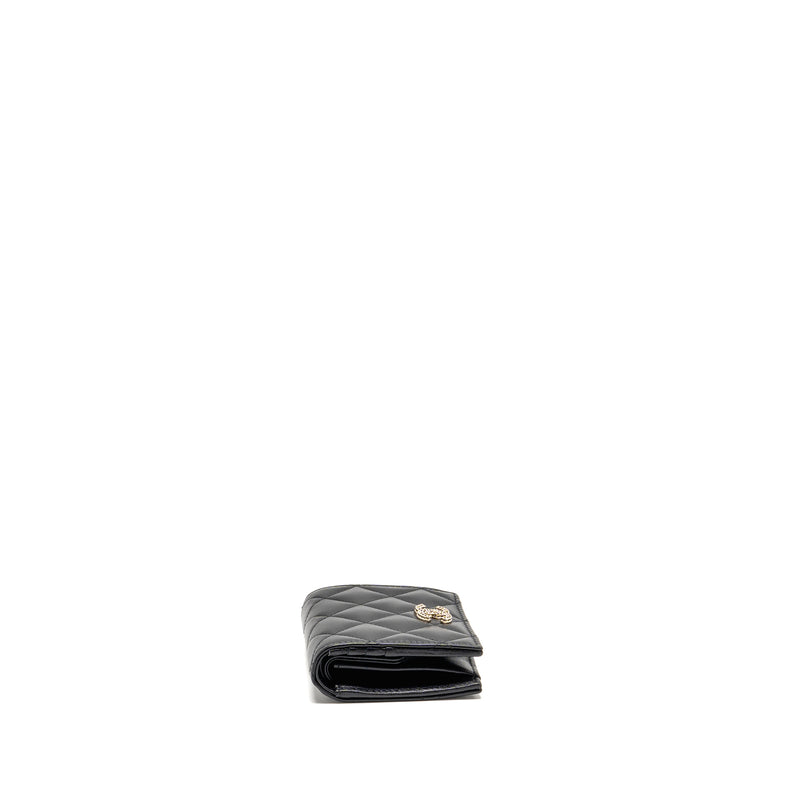 Chanel Detailed CC Logo Quilted Wallet Lambskin Black LGHW (Microchip)