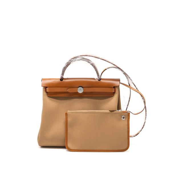 Hermes Herbag 31 Zip Bag Canvas/Hunter Chai/Fauve SHW Stamp Z