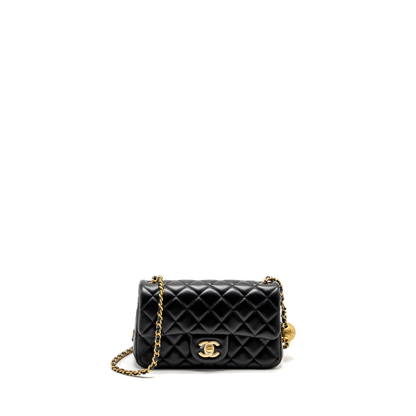 Chanel 24k Pearl Crush Mini Rectangular Flap Bag Shiny Lambskin  Black GHW (microchip)