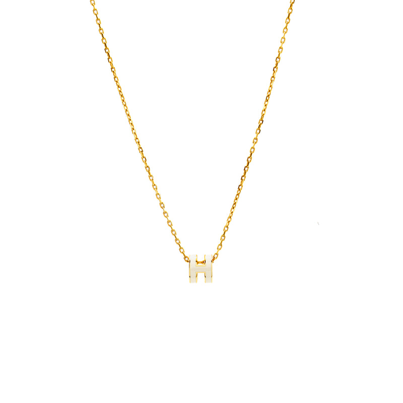 Hermes Mini Pop H Pendant Blanc RGHW