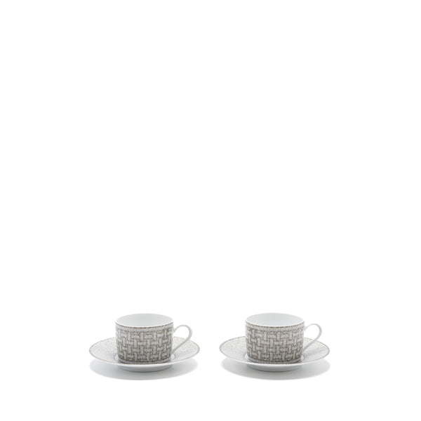 Hermes Mosaique au 24 platinum tea cup and saucer