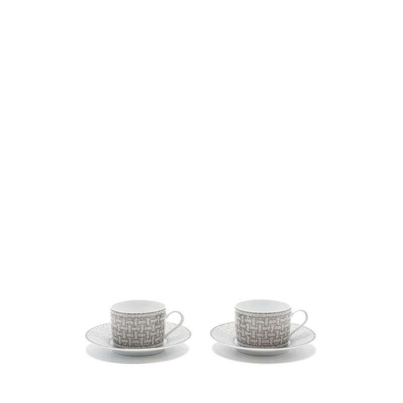 Hermes Mosaique au 24 platinum tea cup and saucer