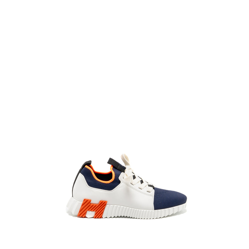 Hermes size 40.5 Men’s Bouncing sneaker white/ navy/ orange