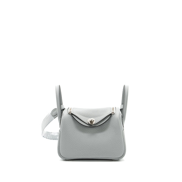 Hermes Mini Lindy Clemence Blue Pale SHW Stamp B