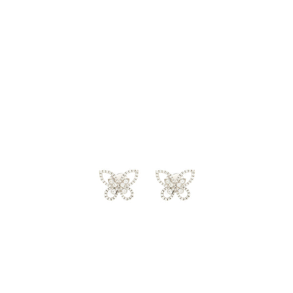 Graff Butterfly Silhouette Diamond Mini Stud Earrings White Gold