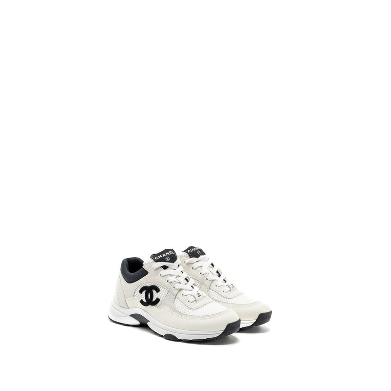 Chanel size 37 CC logo trainer / sneakers black / white