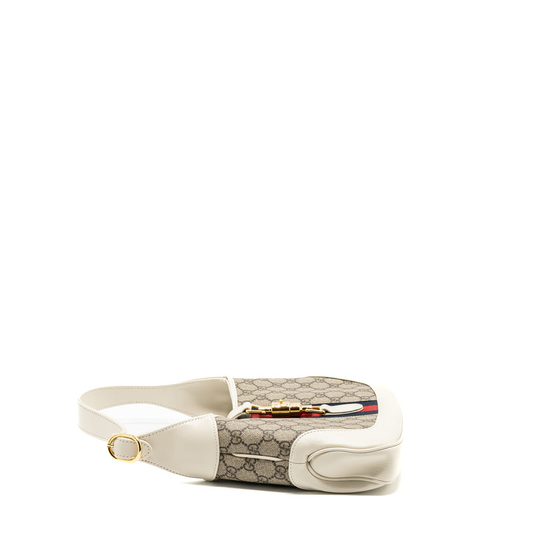 Gucci Jackie 1961 small shoulder bag GG supreme canvas / calfskin white multicolour GHW