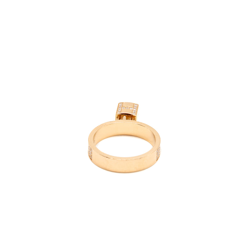 Hermes size 53 kelly clochette ring, medium model rose gold with diamonds