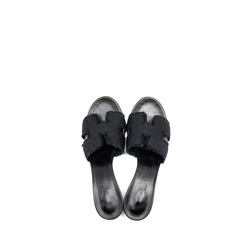 Hermes size 37 Oasis sandal canvas black