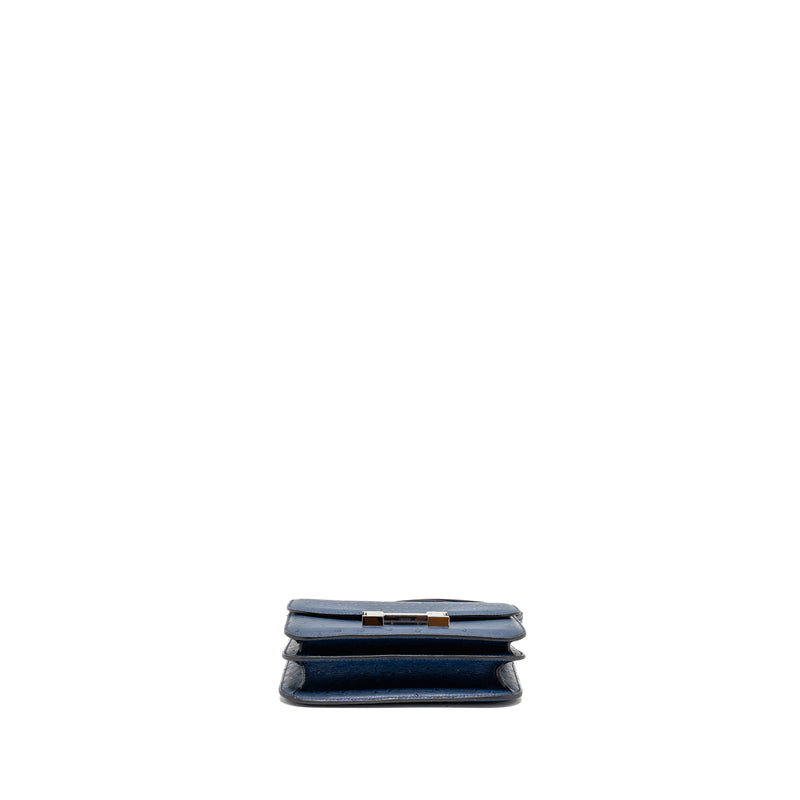 Hermes Mini Constance Ostrich 7L Bleu De Malte SHW Stamp A