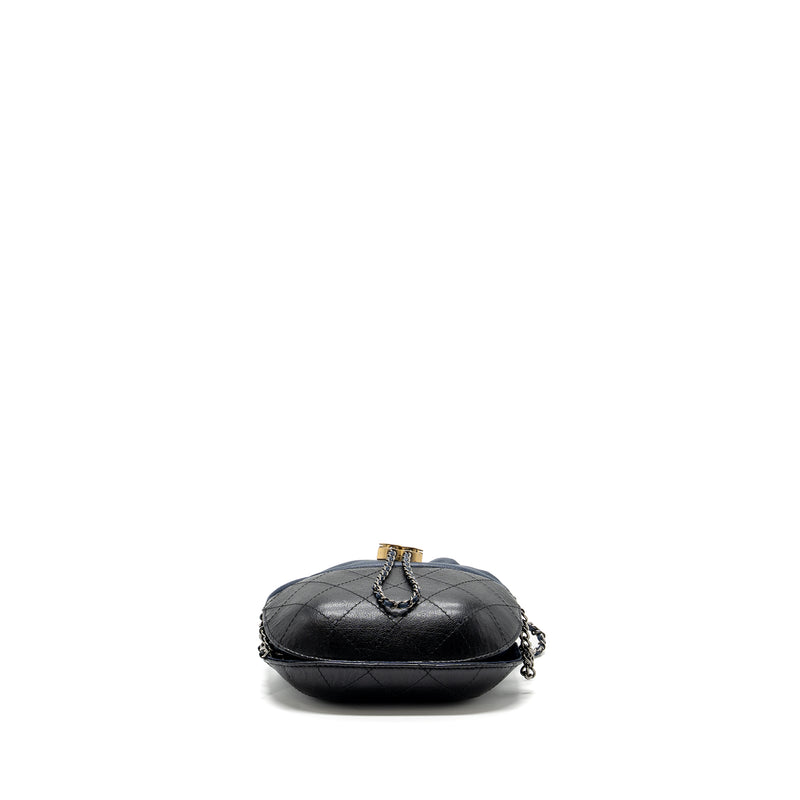 Chanel Small Bucket Bag Calfskin Navy/Black Multicolour Hardware