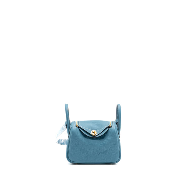 Hermes mini lindy clemence blue jeans GHW stamp B