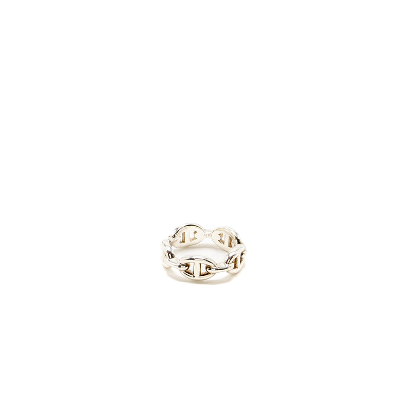 Hermes Size 55 Chaine D’Ancre Enchainee Ring, Small Model, Silver