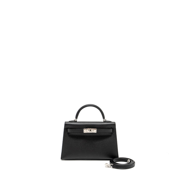 Hermes Mini Kelly II Epsom Black SHW Stamp W