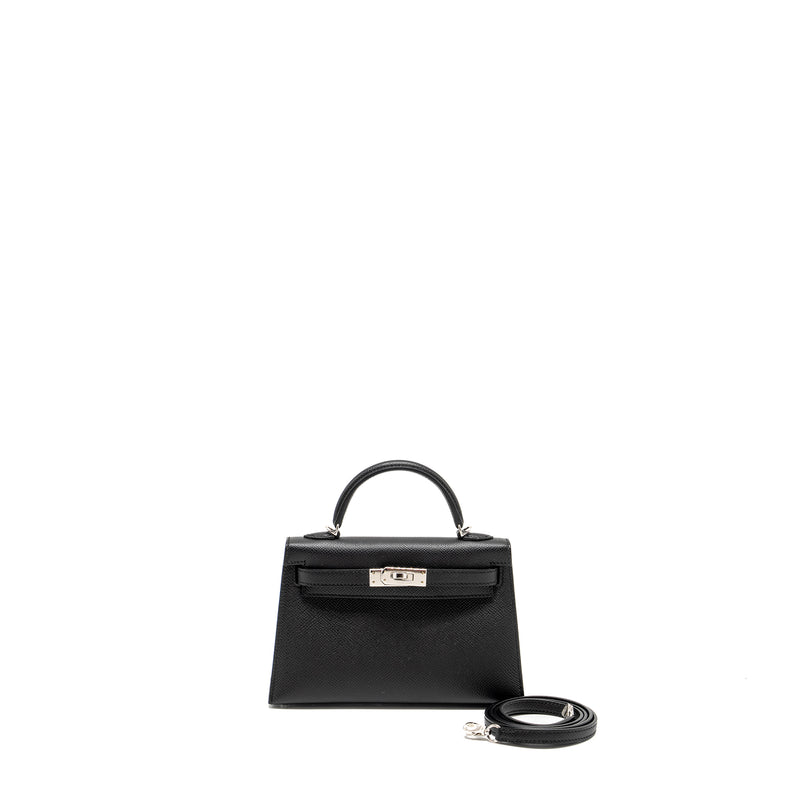 Hermes Mini Kelly II Epsom Black SHW Stamp W
