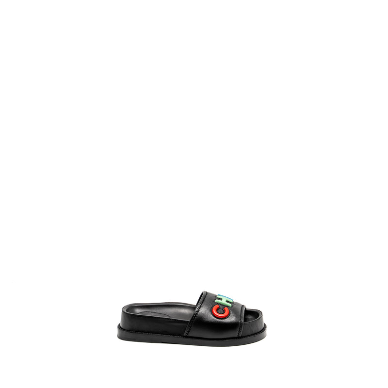 Chanel Size 35 Logo Letters Sandals/Mules Lambskin Black/ Multicolour