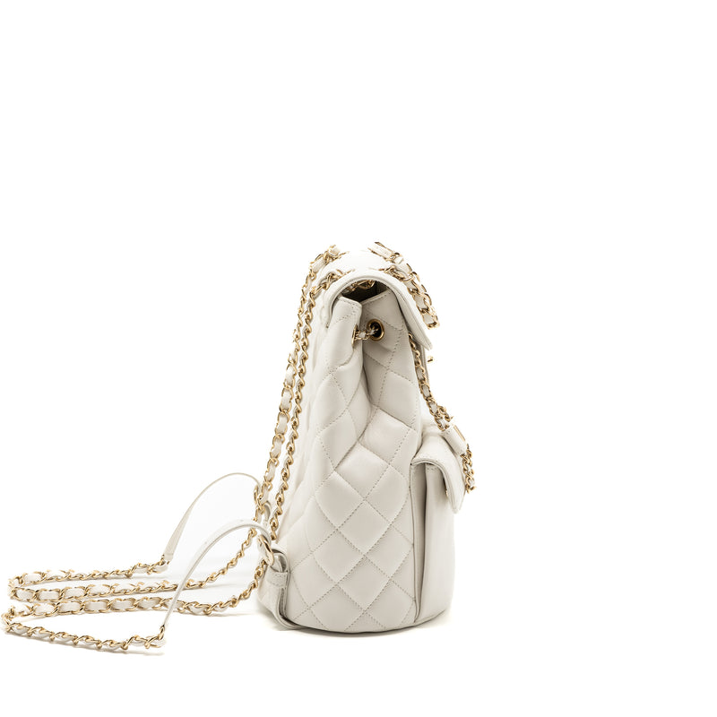Chanel 22s mini backpack Grained calfskin white LGHW(Microchip)