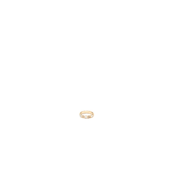 Bvlgari Size 51 Serpenti Viper Ring Mother Of Pearl/Rose Pink Gold With Diamonds