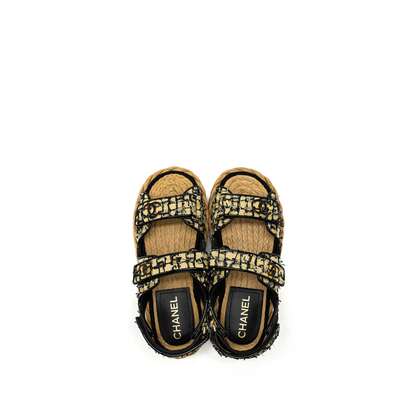 Chanel Size 37.5 Dad Sandals Multicolour Black Hardware