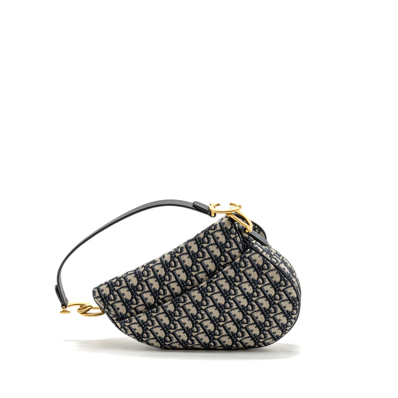 Dior Medium Saddle Bag Blue Oblique Canvas GHW