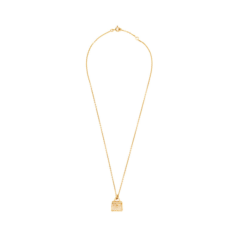 Hermes Amulette Kelly Pendant Rose Gold Diamonds