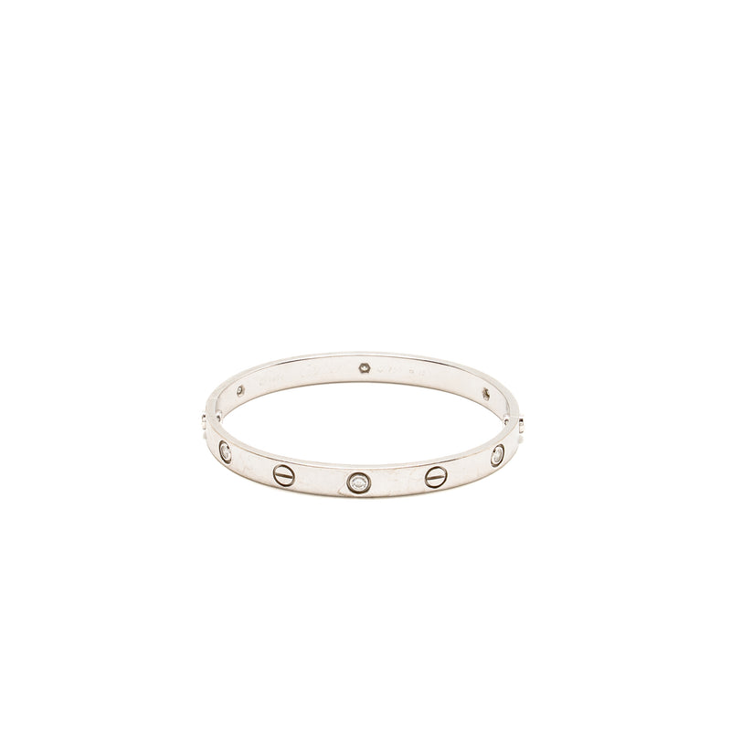 Cartier size 17 love bracelet white gold 6 diamonds
