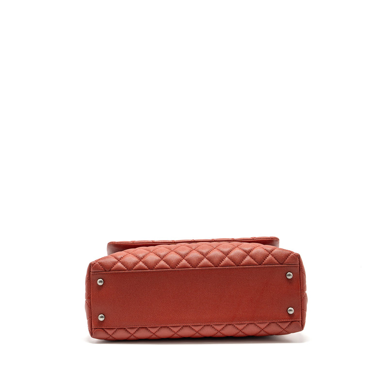 Chanel Large Coco Handle Caviar Dark Red Ruthenium Hardware