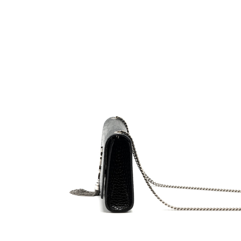 Saint Laurent/YSL Kate Tassel Croc-embossed calfskin Black SH