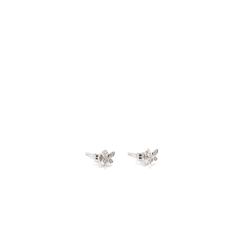 Graff butterfly small stud earrings white gold paved diamonds