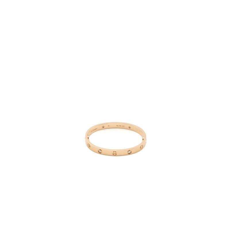 Cartier Size 16 Love Bracelet Rose Gold 4 Diamonds