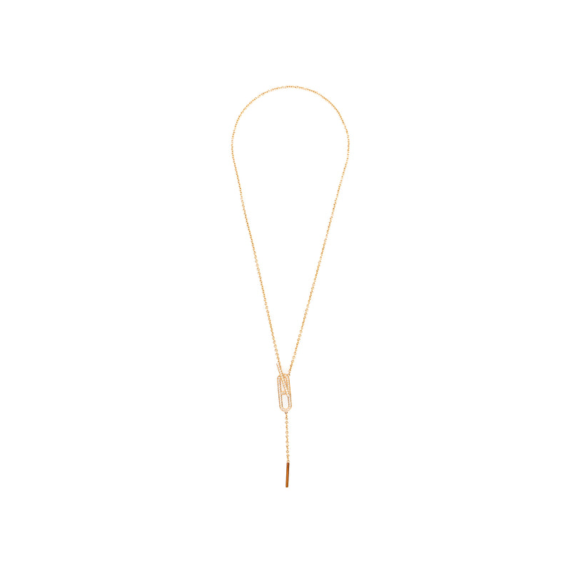 Hermes Ever Chaine D’Ancre Lariat Necklace Rose Gold, Diamonds
