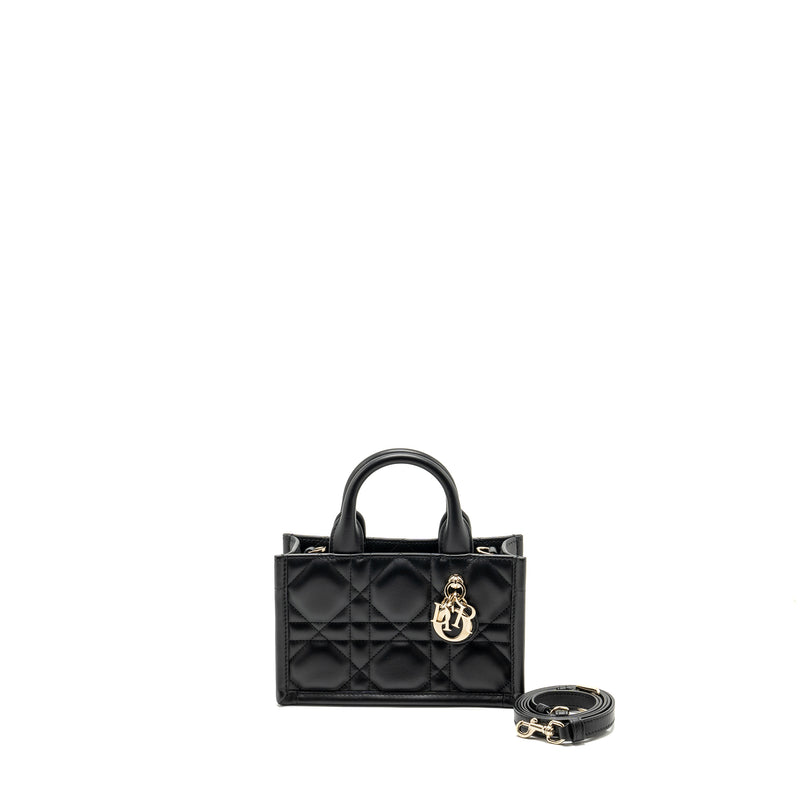 Dior Dioramour Mini Dior Book Tote Macrocannage Calfksin Black LGHW