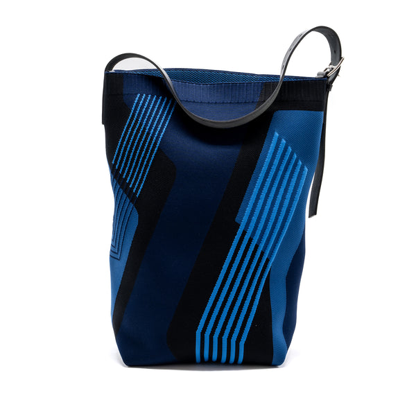hermes etriviere MM shoulder bag fabric / hunter leather blue / black SHW stamp D