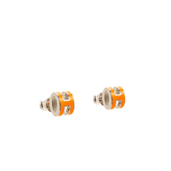 Hermes Mini Pop H earrings orange SHW