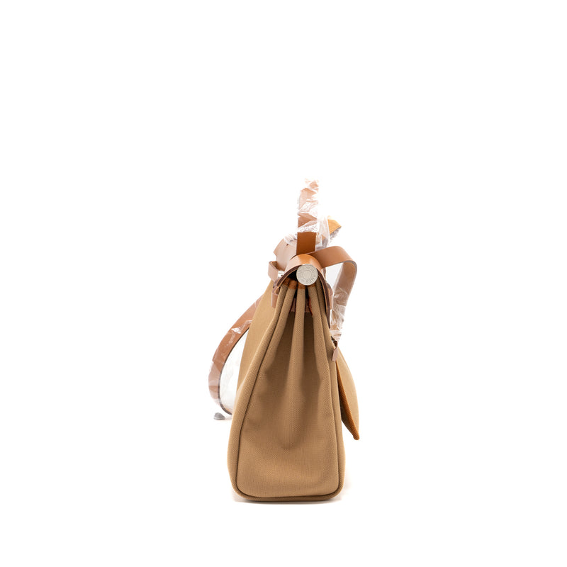 Hermes Herbag 31 Zip Bag Canvas/Hunter Chai/Fauve SHW Stamp Z