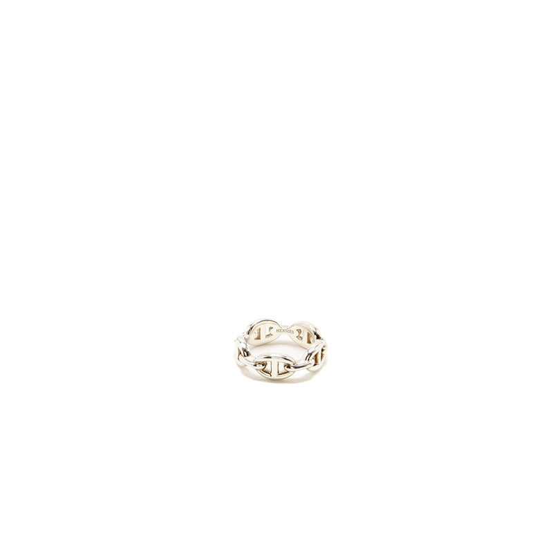 Hermes Size 55 Chaine D’Ancre Enchainee Ring, Small Model, Silver