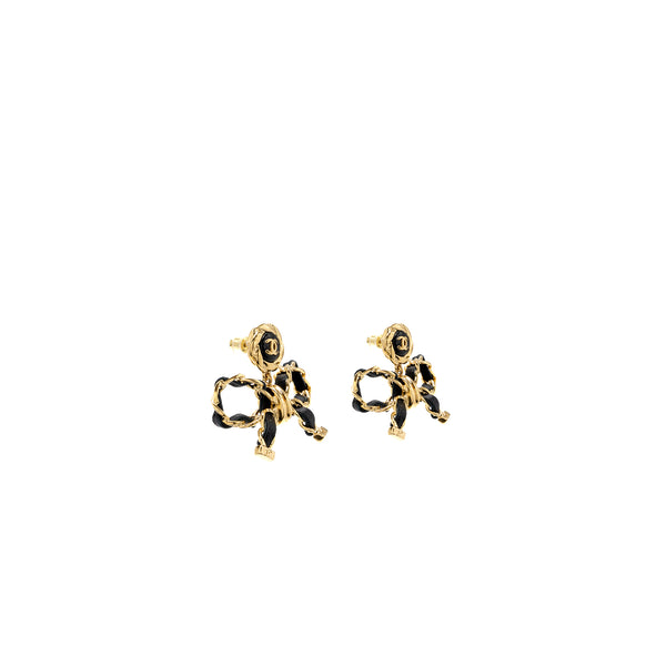 Chanel CC Logo Bow Drop Earrings Big Model LGHW