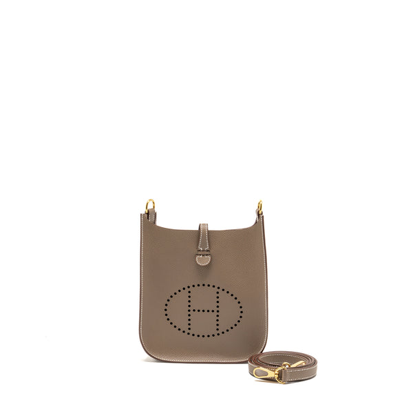 Hermes Mini Evelyne Sellier Epsom Etoupe GHW Stamp K