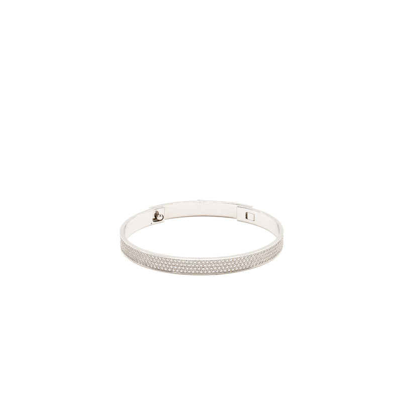 Hermes size SH Collier De Chien Bracelet, Small Model white gold with full diamonds