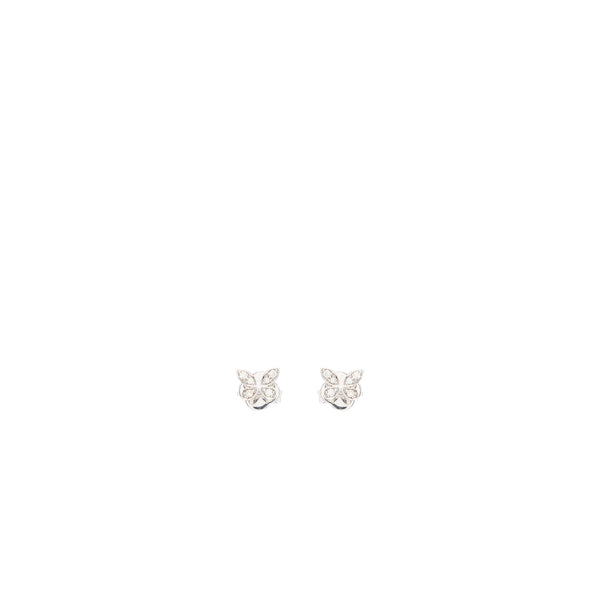 Graff butterfly small stud earrings white gold paved diamonds