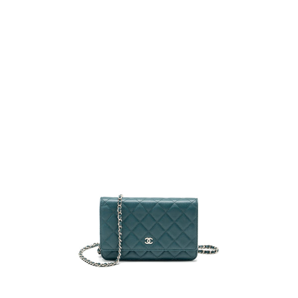 Chanel Classic Wallet on Chain Caviar Dark Green SHW